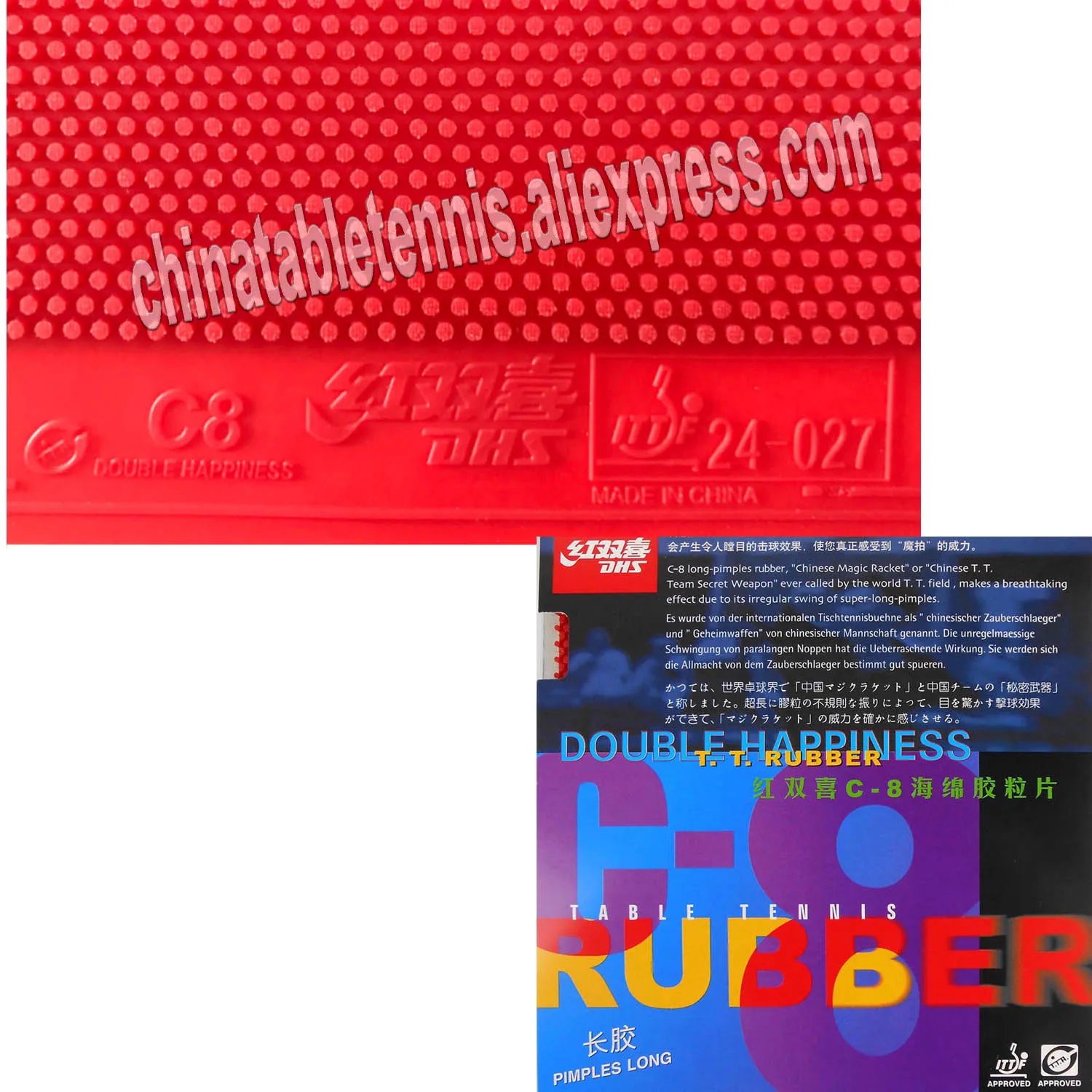 

DHS C-8 C8 C 8 long pips-out table tennis pingpong rubber with sponge