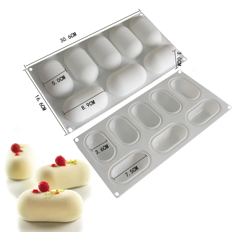 

8-Cavity Silicone Molds 3D Pillow Shape Dessert Mould for Mousse Cake Chocolate Pastry Jelly Cheesecake Baking Accessories