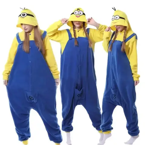 Minions Cosplay Kigurumi Onesies Pigiama Cartoon Anime Tuta Indumenti da notte Abiti per la casa per adulti Costume di Natale di Halloween