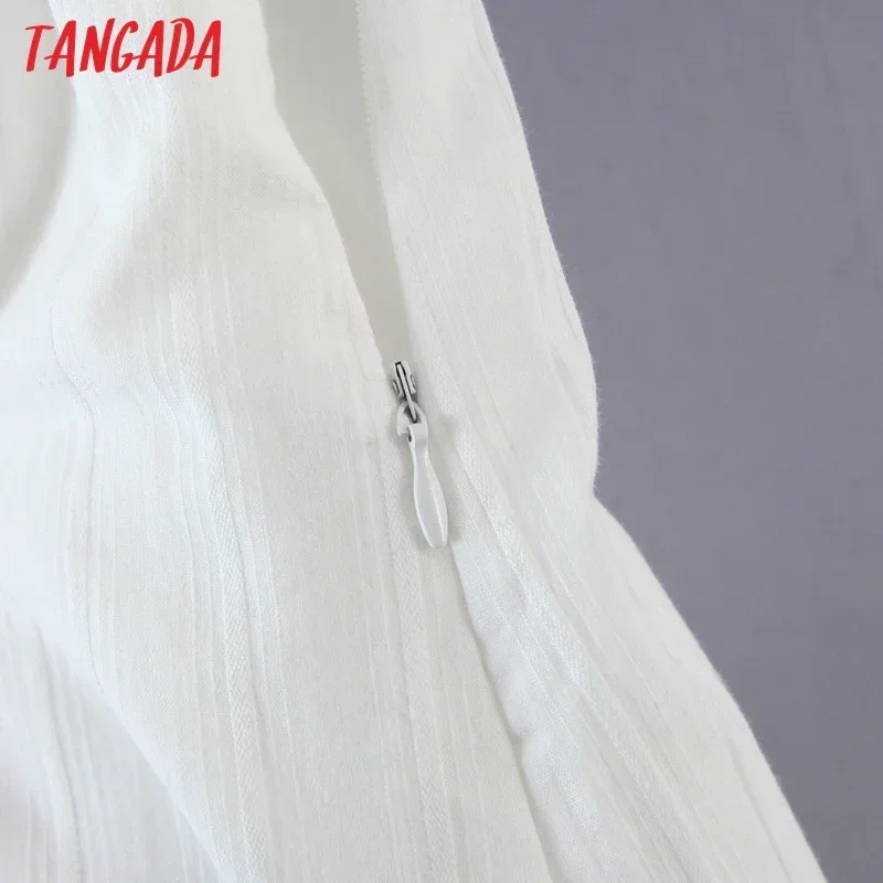 Tangada 2023 Women Vintage White Dress for Summer V Neck Short Sleeve Ladies Vintage Mini Dress Vestidos 8M11