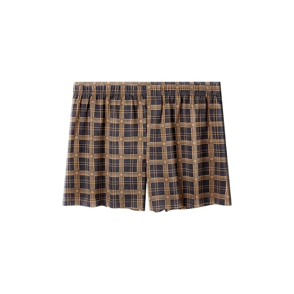 

Plus Size L-XXXXL Men's Boxer Briefs Elastic Waistband Comfortable Mens Cotton Underwear Fresh Breathable Plaid Beach Pants Male