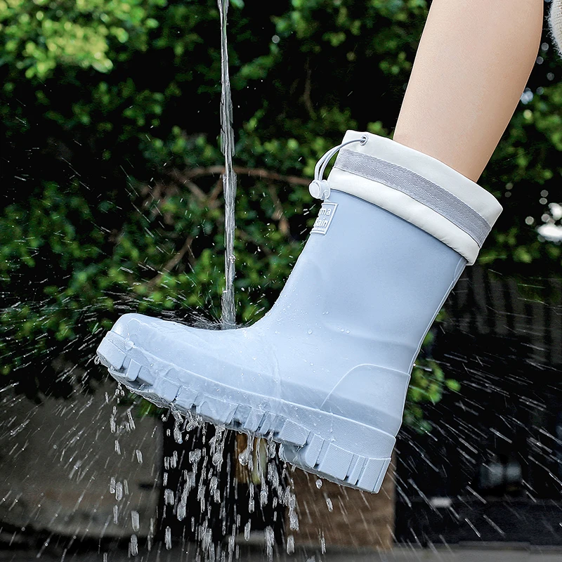 2026 New Women Waterproof Drawstring Rain Boots, Fashion Outdoor All-In-One Water Shoes, Anti‑Slip Soft Bottom Work Rubber Boots