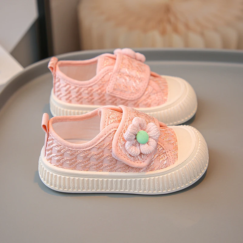 2024 New Soft Girls Casual Shoes Simple Flowers Spring and Autumn New Non-slip Kids Fashion Versatile Princess Shoes Children