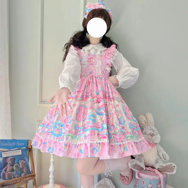 

Lolita Colorful Sugar Cans Dress Cute JSK Strap Dress