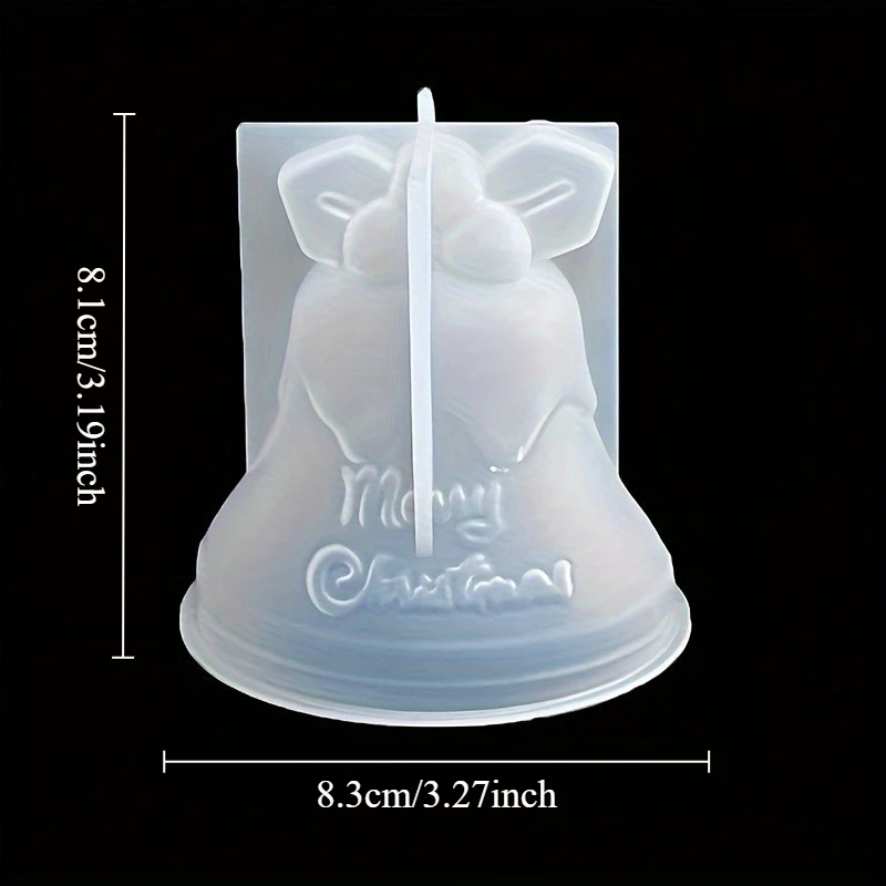 3D Christmas Bell Silicone Mold for Scented Soap, Candles & Resin Crafts - DIY Epoxy and Gypsum Clay Casting Tool for Festive