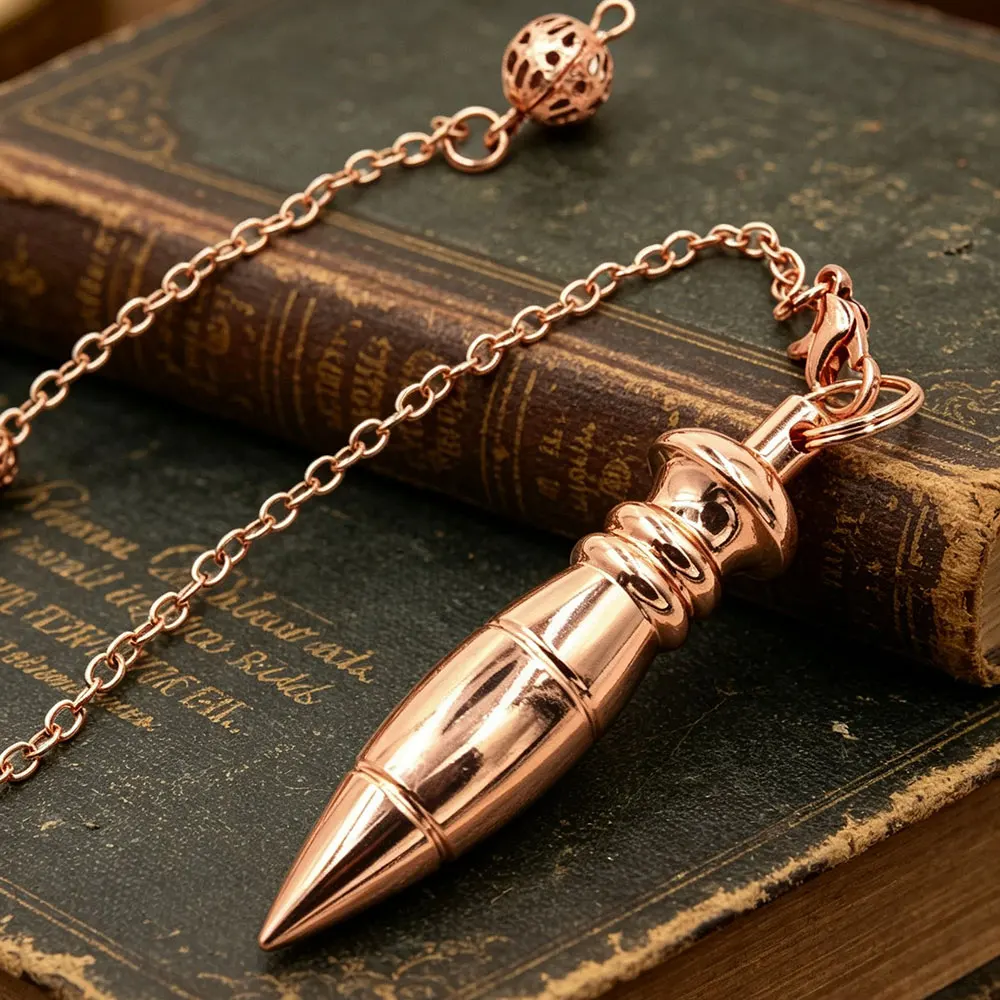 Gold Color Copper Metal Pendant Pendulum for Divination Meditation Egyptian Healing  Penduum Wicca Witch Spiritual Pendulo X092﻿
