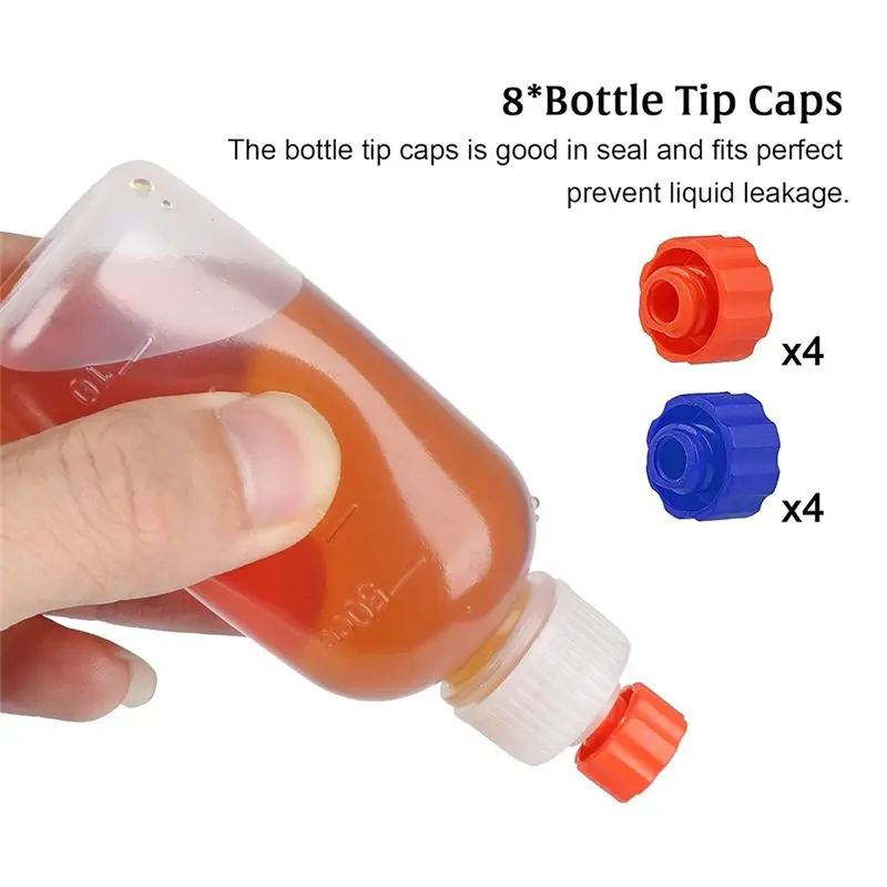 ABGH-9Pcs Glue Applicator Bottles,30Ml 50Ml 100Ml Squeezable Dropper Bottles With 20 Blunt Needle Tips, 8 Caps & 4 Funnels