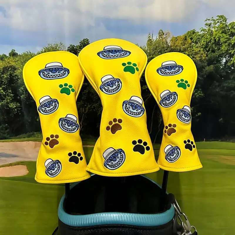 

Golf Putter Head Cover 3pcs PU Leather Headcovers Set Waterproof Headcovers Set PU Leather Wood Headcover Golf Club Wood Head