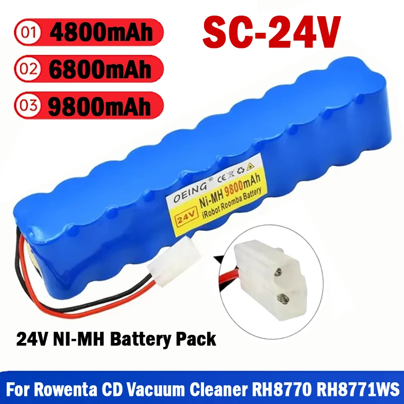 24V 9800mAh SC NiMH Battery Pack for Rowenta CD Vacuum Cleaner Besen Air Force Extreme RH8770 RH8771WS RH877501 RH8779 RH877901