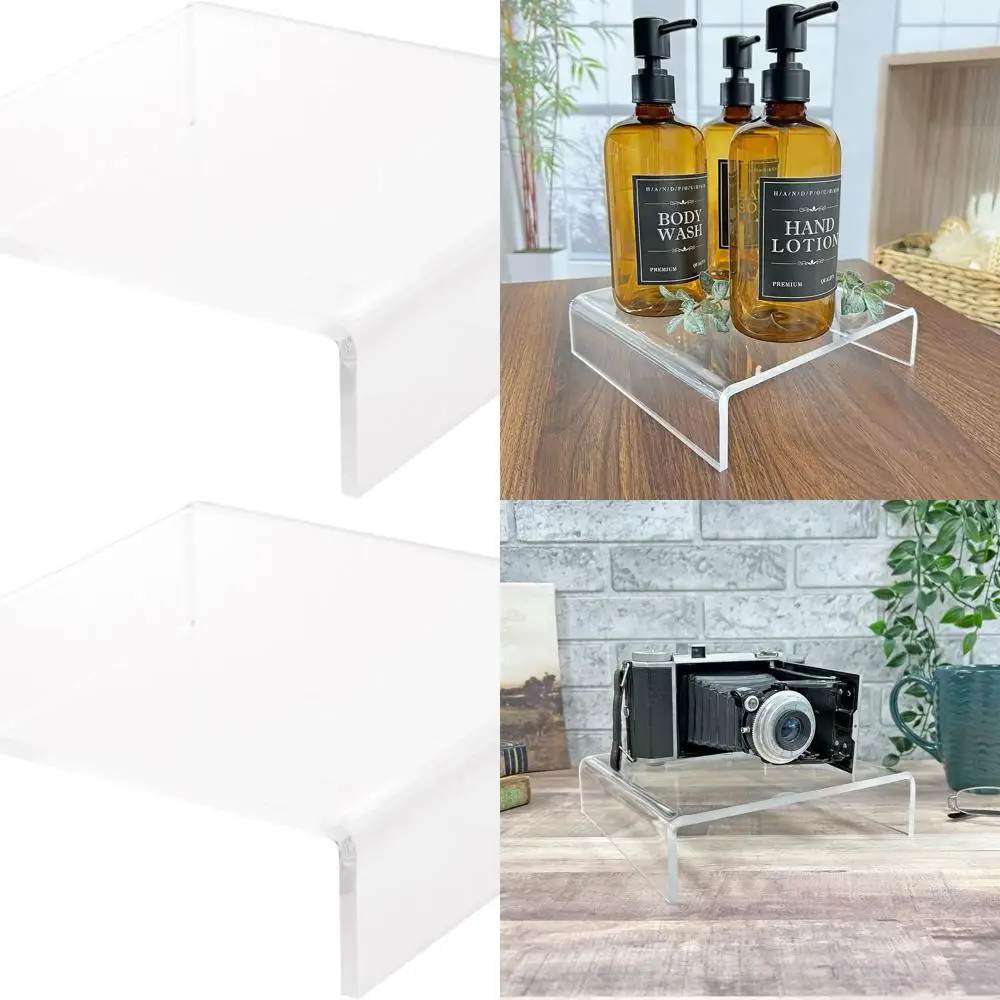 

Small Clear Acrylic Square Stands, 2 High x 8 Wide x 8 Deep, Set of 3