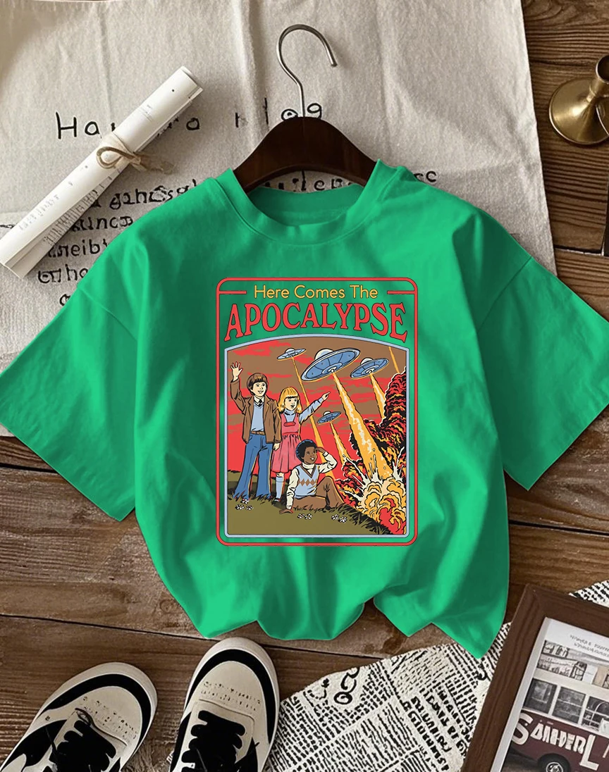 Here Comes The Apocalypse Design Womens T Shirts Cotton Casual T-Shirt Summer Crewneck Streetwear Y2K Oversize Short Sleeve