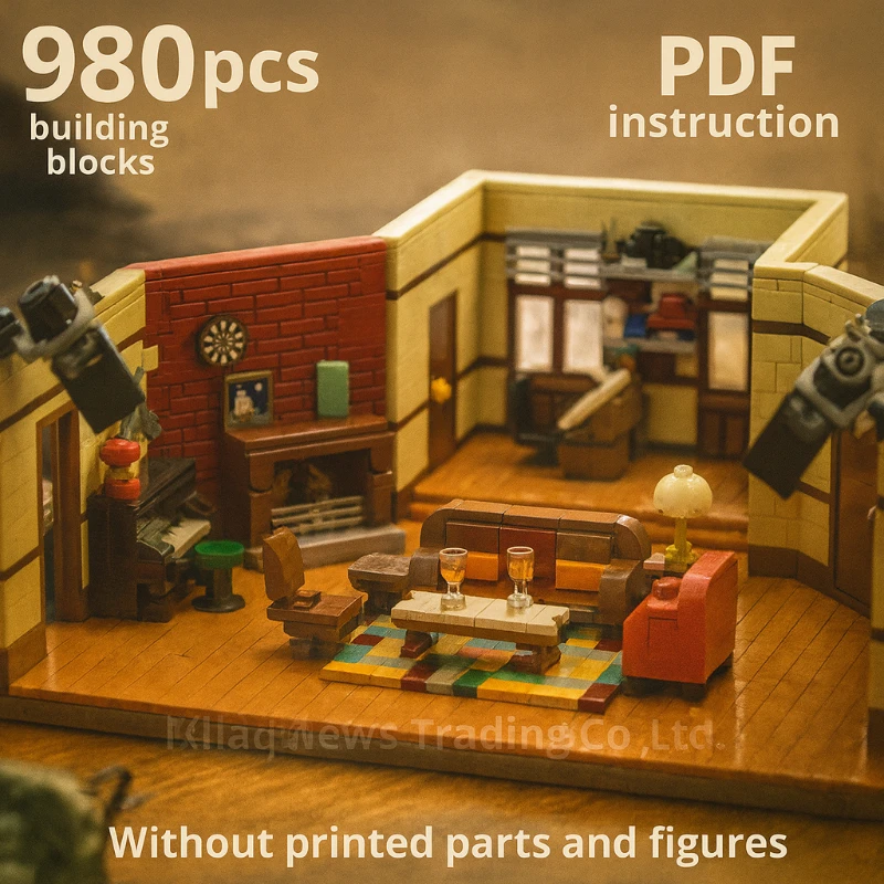

Modern Apartment Living Room Building Blocks Set DIY Assembly Bricks Modular House Architecture Model Educational Toys Gift