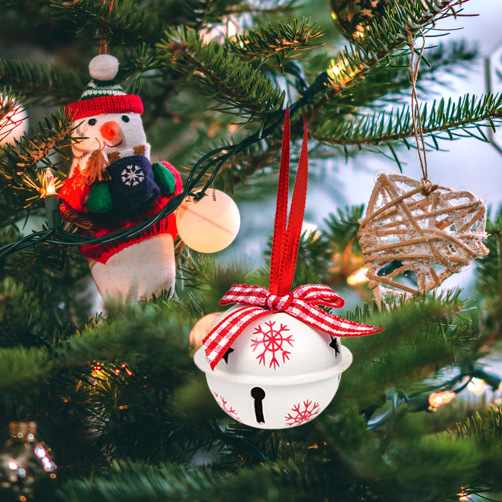

12Pcs Holiday Christmas Bell Hanging Ornament Beautiful Xmas Tree Decor Lightweight and Durable