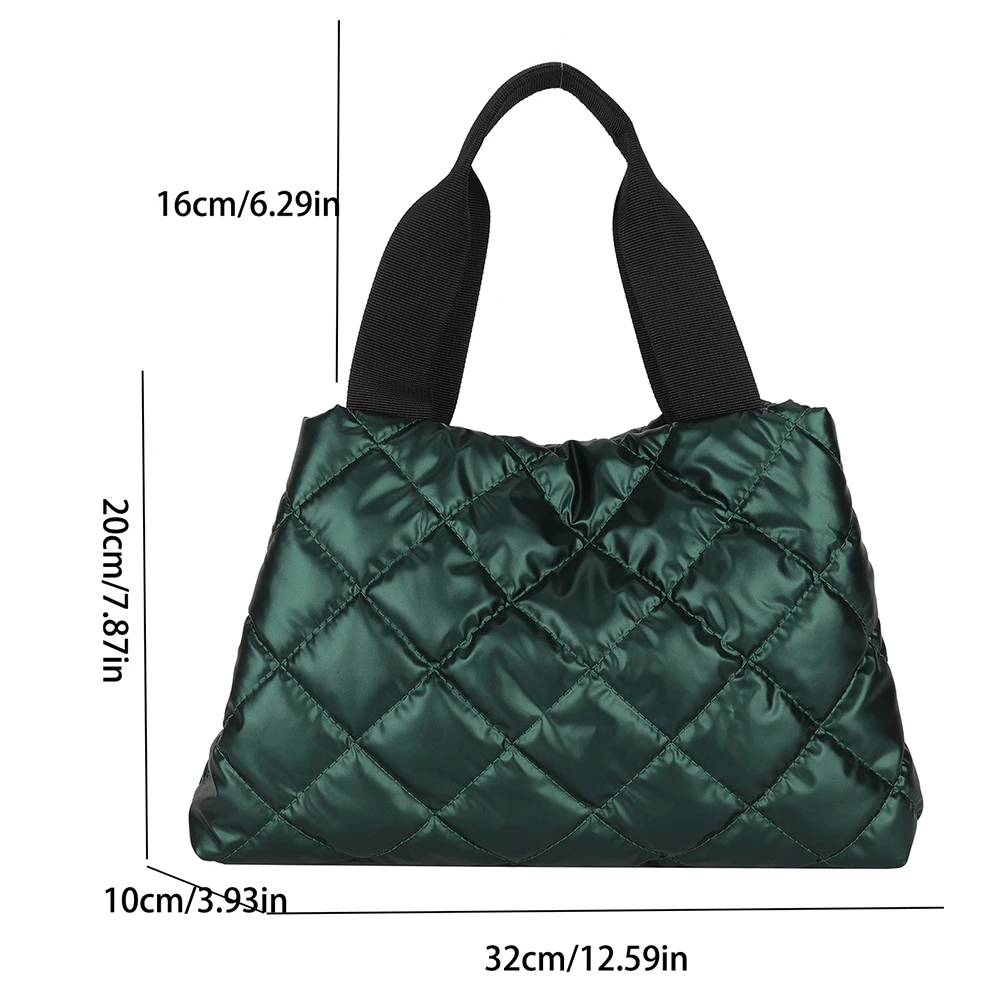 Women Quilted Hobo Handbag Large Capacity Tote Handbag Soft Solid Color Portable Cotton Girls Winter Bag