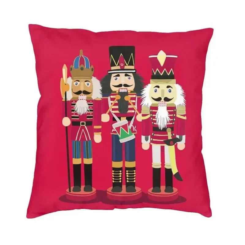 Nutcracker Soldier Toy Christmas Gift Cushion Cover Sofa Home Decorative Square Pillow Case 45x45cm