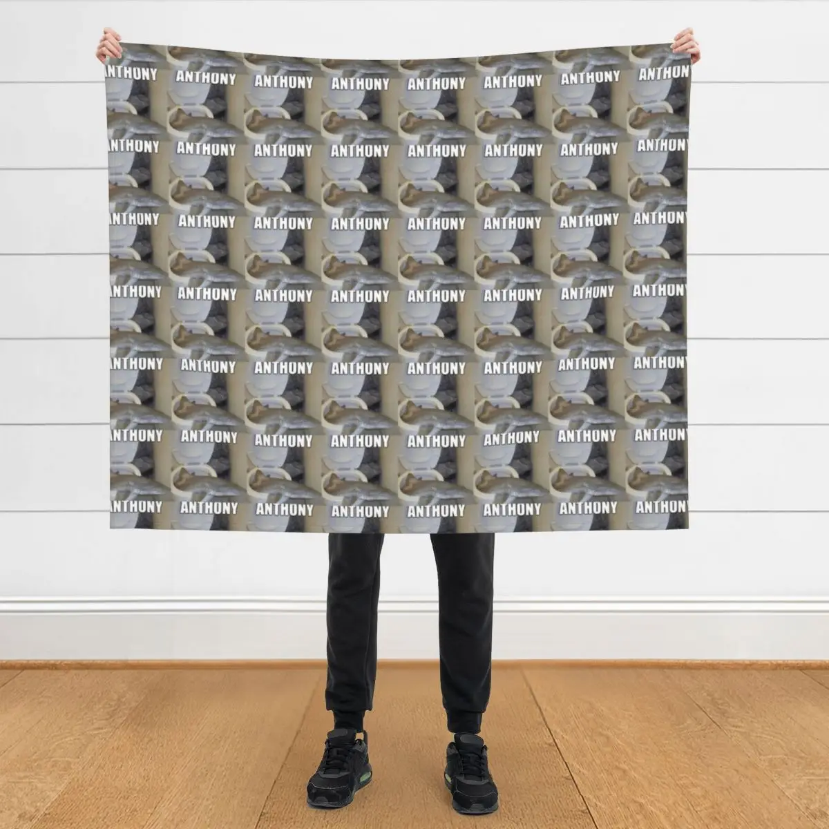 

Anthony shark in toilet meme sticker Throw Blanket Beach Moving Softest Thermals For Travel Blankets