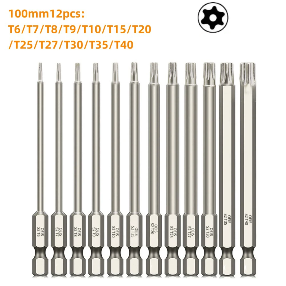 

12pcs Torx Screwdriver Bit 1/4'' Shank Hex Wind Drill Head Screw Wrench Magnetic Batch Head Hole Security Torx Bits Hand Tools