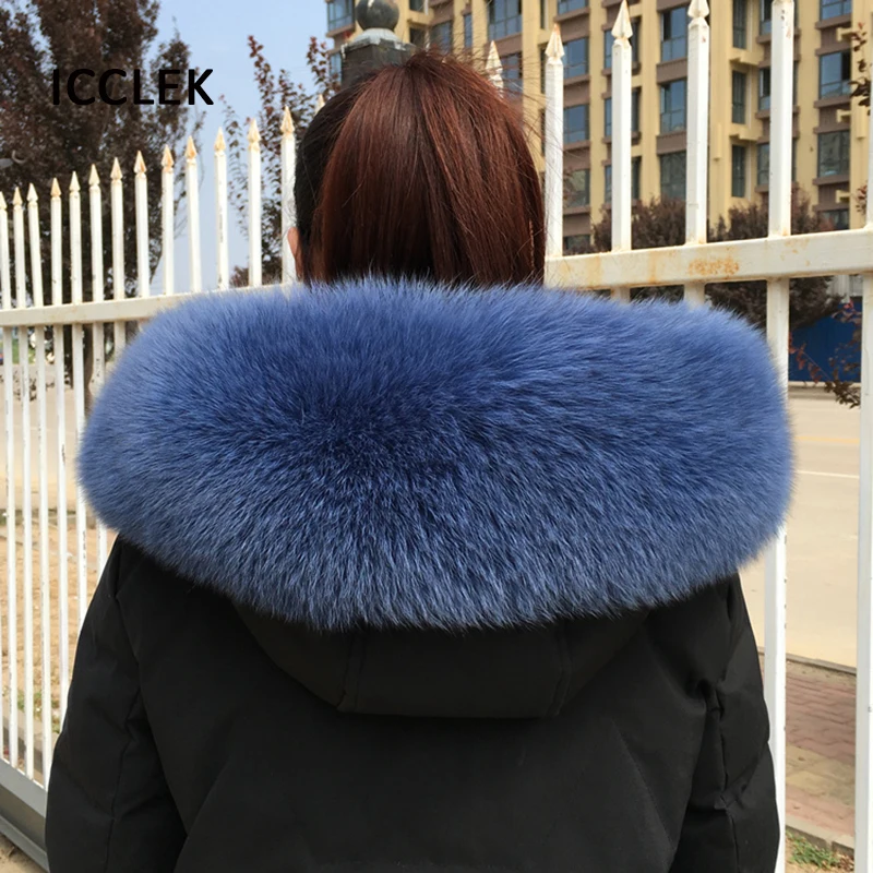 Real Fox Fur Collar For Women's Coat Genuine Large Fur Scarves Ladies Winter Warm Neck Cap Big Size Collar Custom Made