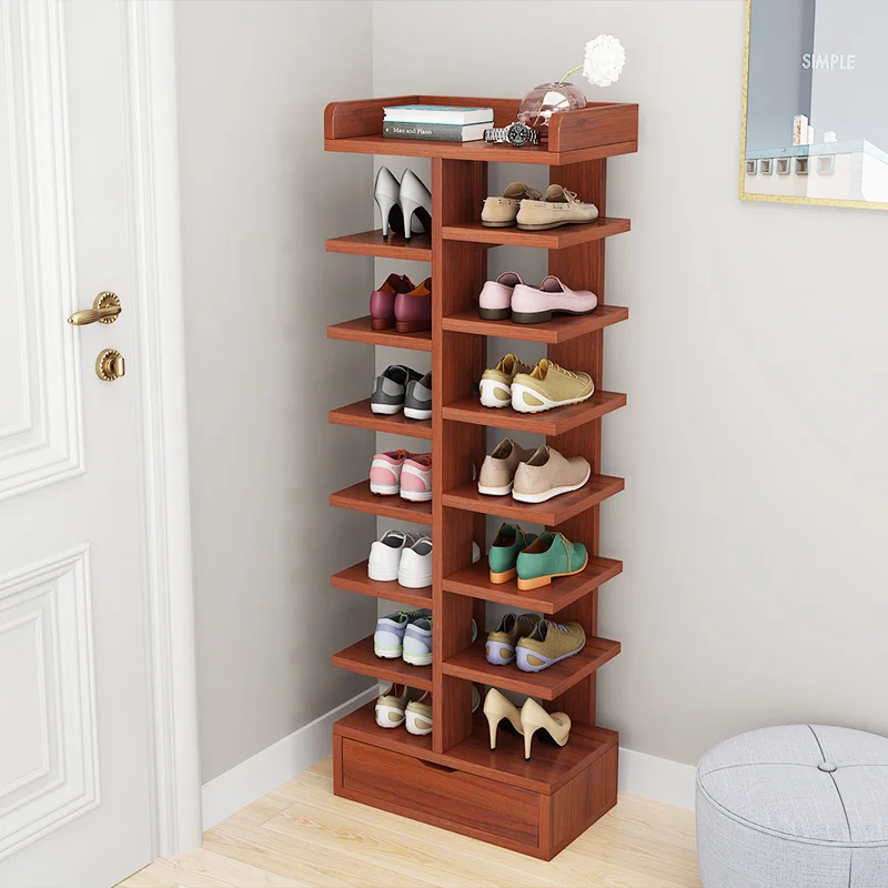 Modern Multi-layered Wooden Shoe Rack For Small Narrow Doorway Balcony Corridor For Home Use Explosion Simple Outer Shoe Cabinet
