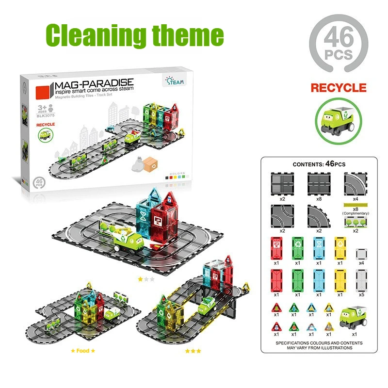 Creatief Magnetisme Elektrische Treinwagon Kinderen DIY Stad Weg Automodel Spoor Magnetisch Blok Splicing Puzzel Speelgoed Cadeau voor kinderen