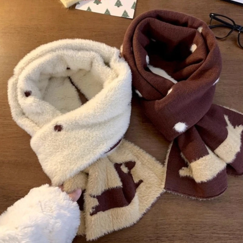 

Осень-зима, милый шарф с принтом собаки, женский двусторонний плюшевый шарф с таксой, универсальный модный теплый шарф для шеи, мягкая вязаная шаль