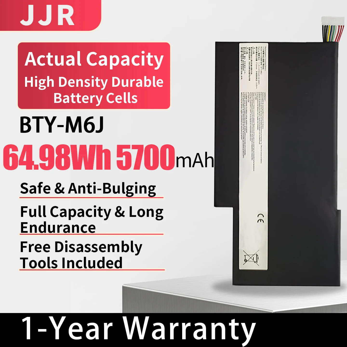 BTY-M6J 64.98Wh/5700mAh 11.4V Replacement Laptop Battery for MSI MS-16K4 GS63 7RE GS73VR 6RF
