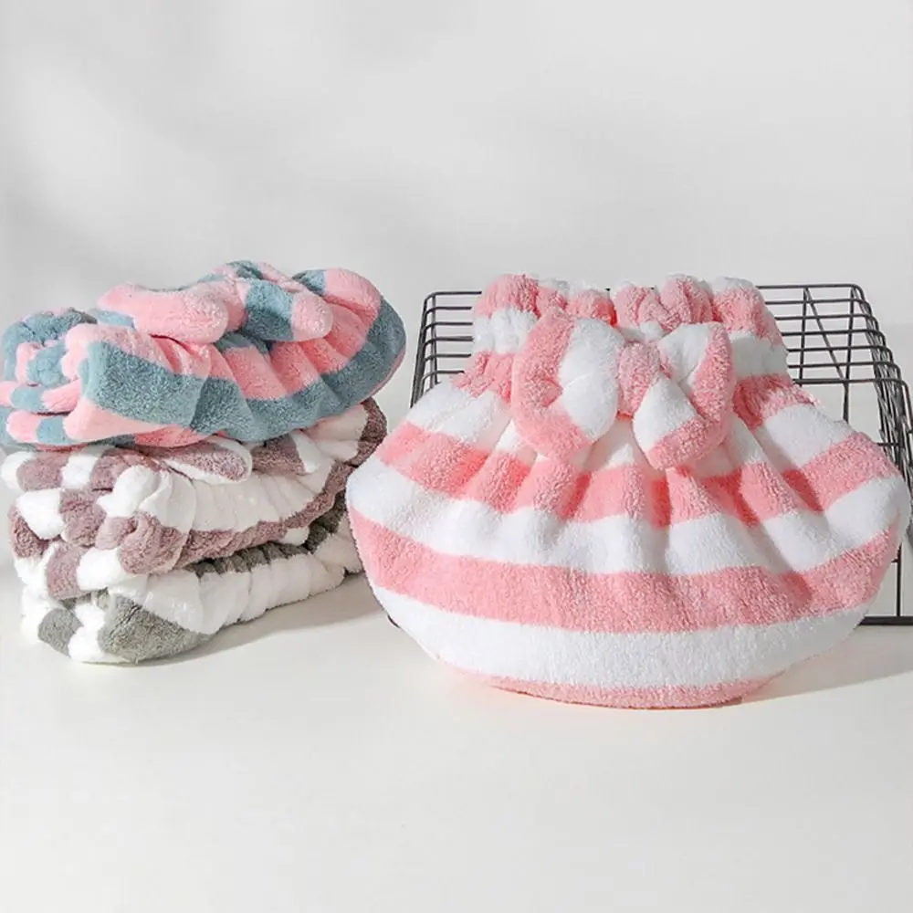 Thickened Soft Bow Hair Towel Wrap Absorbent Microfiber Shower Cap Quick-Drying Hair Towels Women