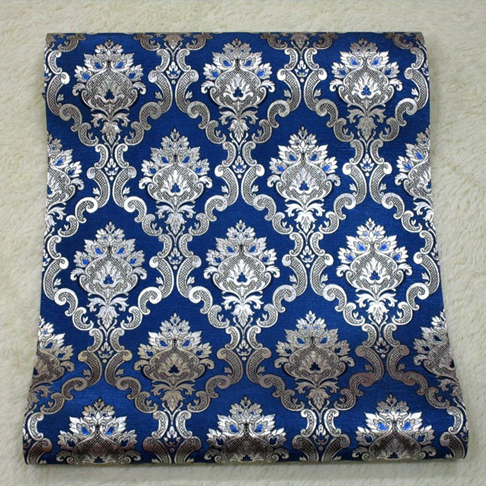 

Luxury Blue Floral Wallpaper Damask European 3D Damascus Wall Paper Bedroom Living Room Tv Ktv Background Wallpaper