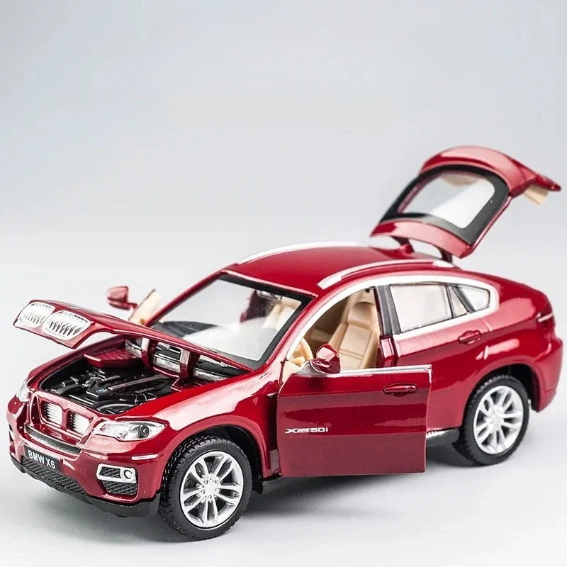 1:32 X6 aleación Diecast modelo coche Metal coche tirar hacia atrás ruedas niños juguetes de cumpleaños regalos de cumpleaños para niños F146 moda A