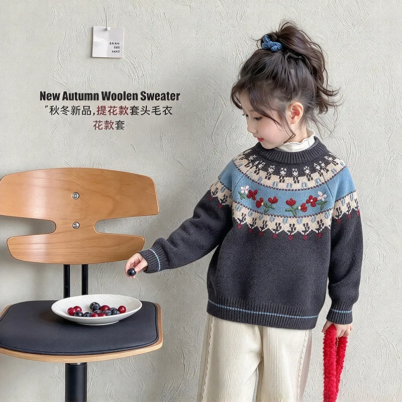 New autumn and winter styles for girls: Korean-style knitted sweaters, winter pullovers, and fashionable knitted tops for babies