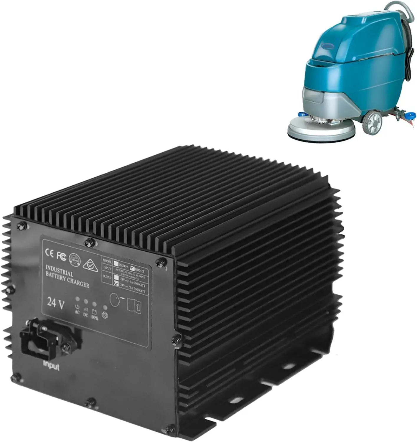 

25A 24V Battery Charger for Floor Scrubber Sweepers, 1029256 80989 50050 for Tennant 3640, 1510, T5, T7, IP67 Waterproof & Dust