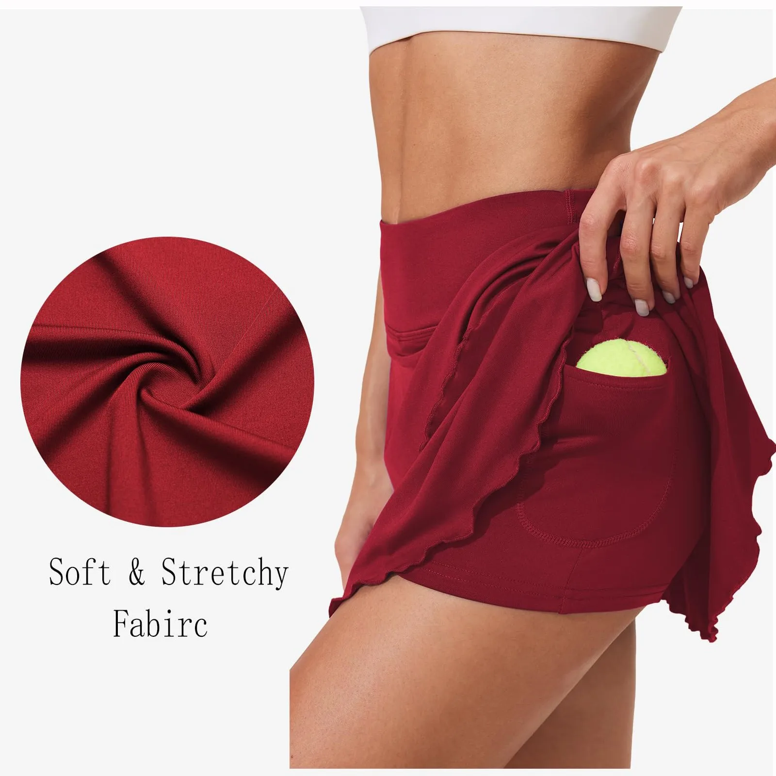 Jupes de sport double couche pour femmes, respirantes, décontractées, fitness, athlétiques, course à pied, yoga, tennis, été