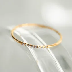 1mm Thin Stainless Steel CZ Inlay Stackable Ring Wedding Band for Women Girl Size 3-10