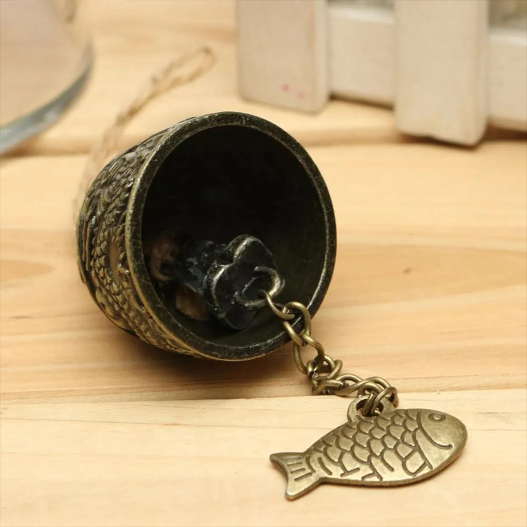 1pcs Bell Characteristics Handmade Hanging Wind Chime Hemp Rope Luck Fortune Chinese Decorate Dragon Fish Gifts