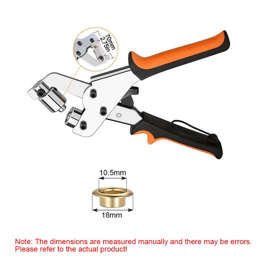 Grommet Kit Handheld Hole Punch Pliers Portable Grommet Hand Press Machine Manual Puncher With Silver Buckle of 10.5mm