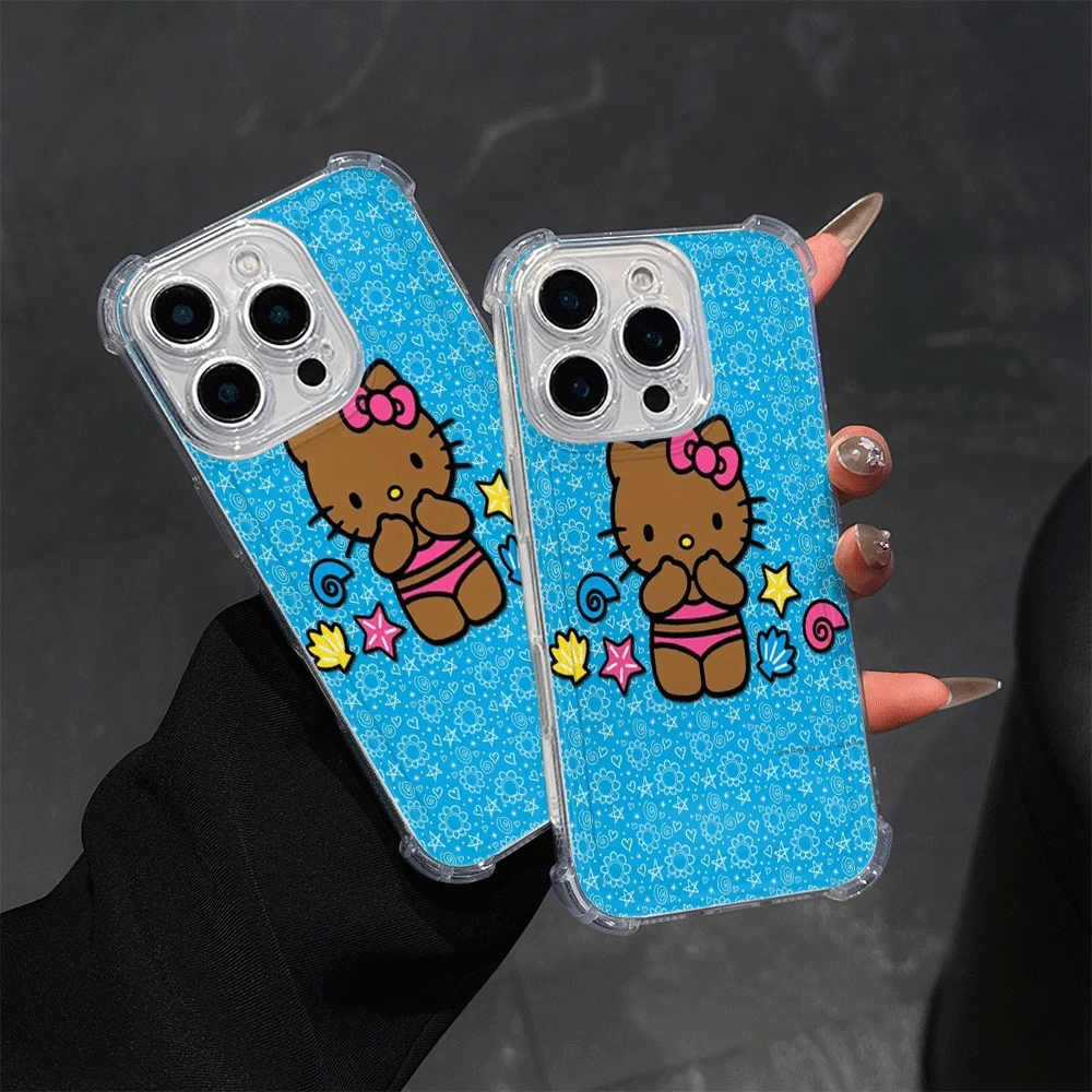 

Hello Kitty Cat Soft Phone Case For IPhone 13 IPhone 16/15/14/13/12/11/x/xs/xs Max Women Clear Phone Case Hellokitty Anime