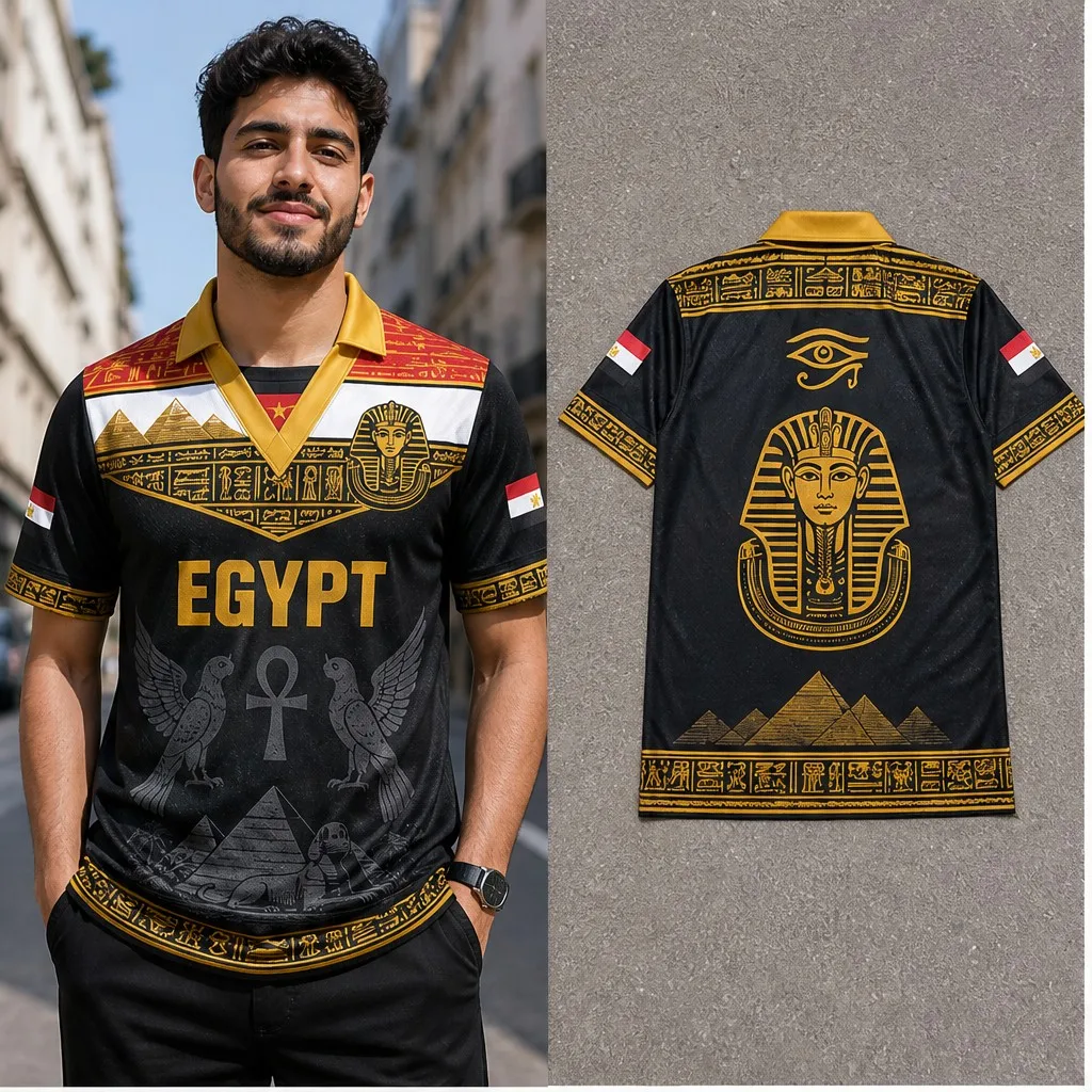 Mens Half Polo V Neck T Shirt Egypt Pharaoh Pyramid Ankh Hieroglyph Graphic Short Sleeve Casual Athletic Jersey Top Daily Outfit