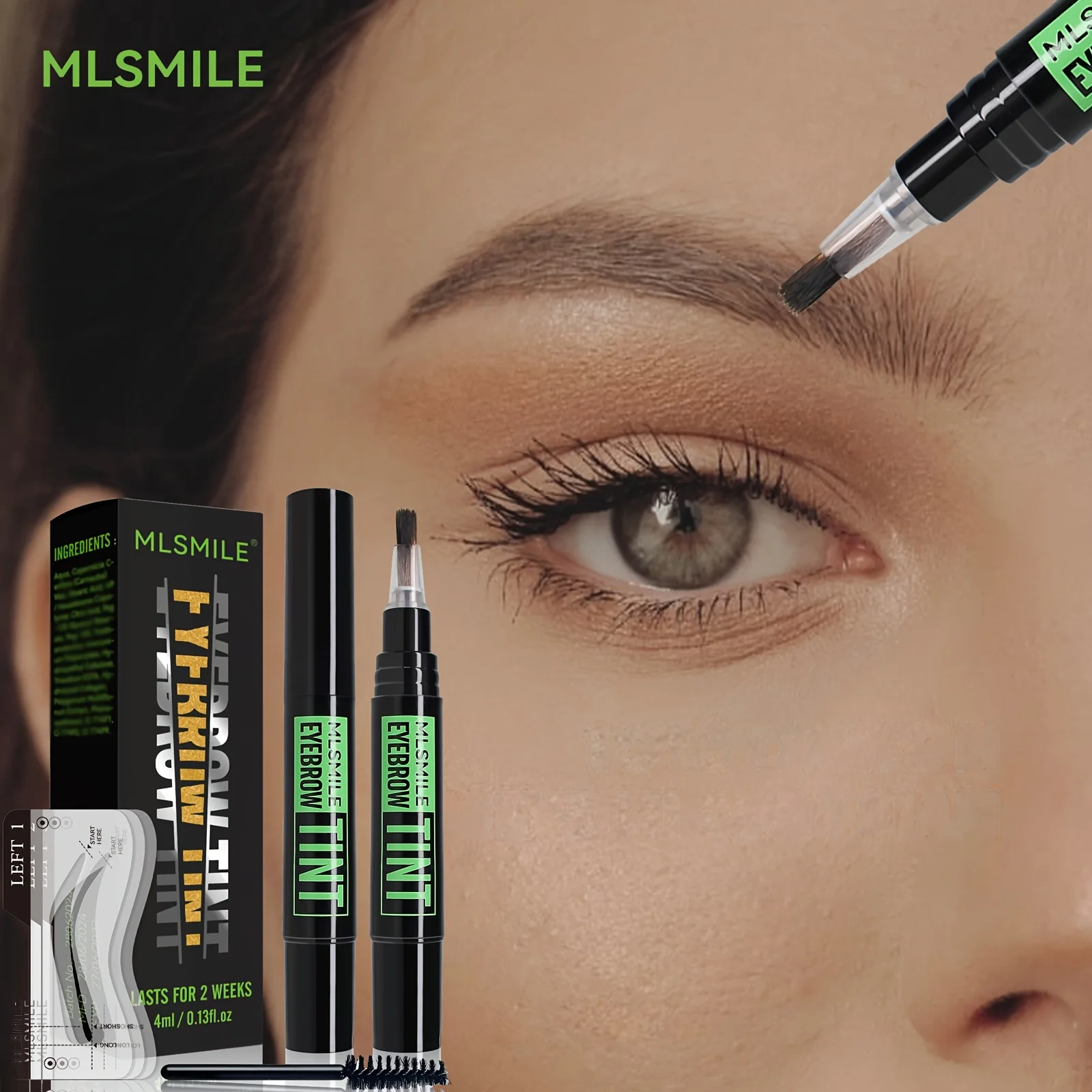 Juego de tinte para cejas, kit de tinte para cejas semipermanente impermeable, resistente al sudor y a las manchas, lápiz de tinte para cejas de aspecto natural