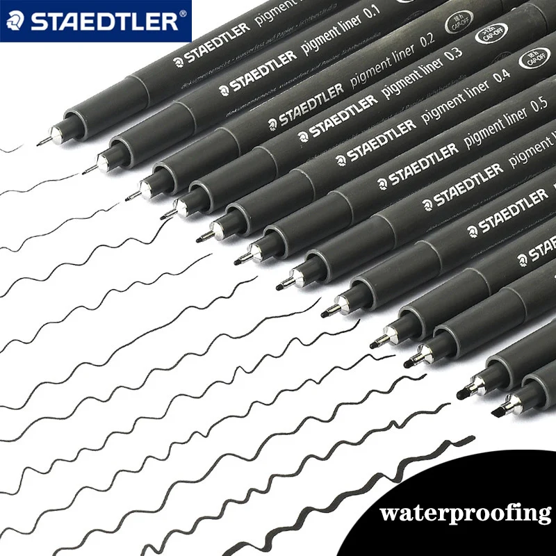 1 pçs staedtler seringa caneta 308 desenho à prova dwaterproof água gancho linha pintados à mão desenho esboço linha grama caneta acessórios de escritório