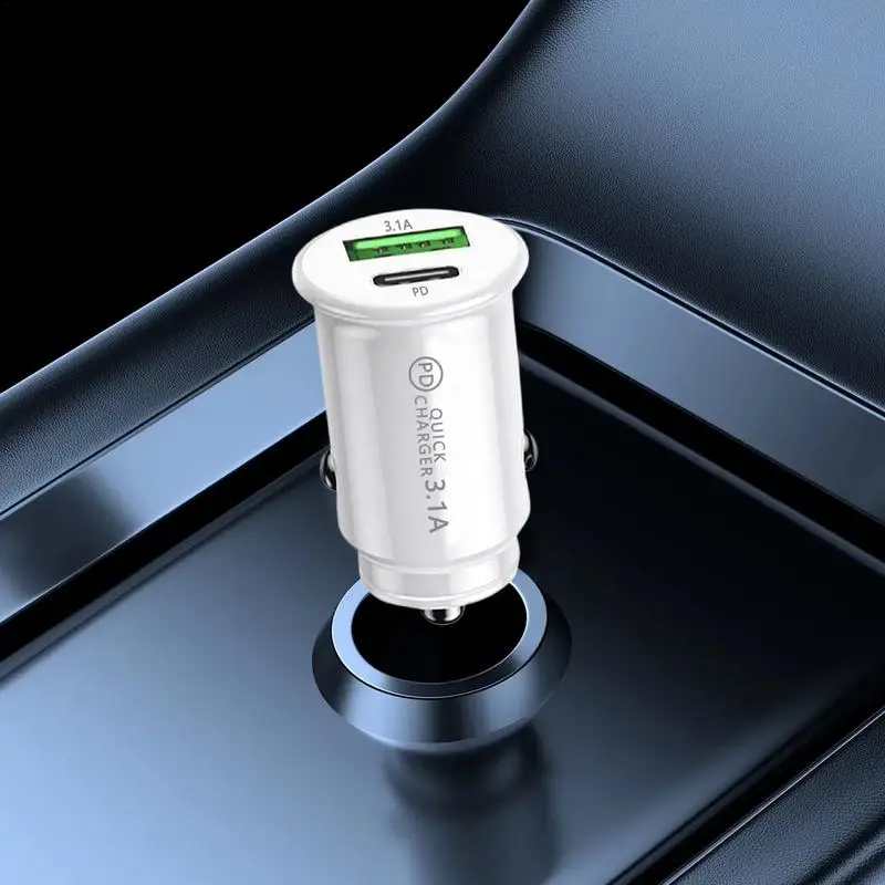 

Fast Charging Port Adapter 3.1A Double-port Type C Automobile Charger Portable USB Car Charger Adapter For Phone Laptop