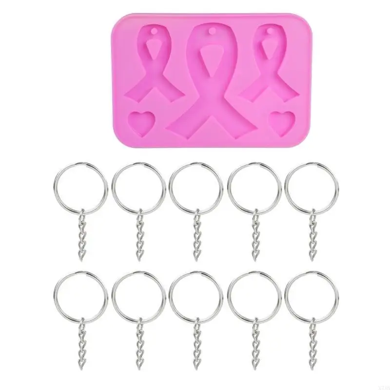Handmade AIDS Awareness Bow Keychains Resin Mold Silicone Epoxy Mold