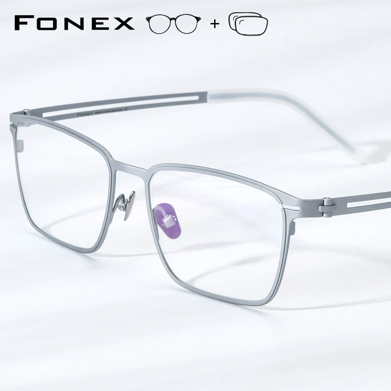FONEX Progressive Prescription Eyeglasses Custom Photochromic Myopia Optical Lens Eyewear Men Square Glasses Titanium Frame 5779