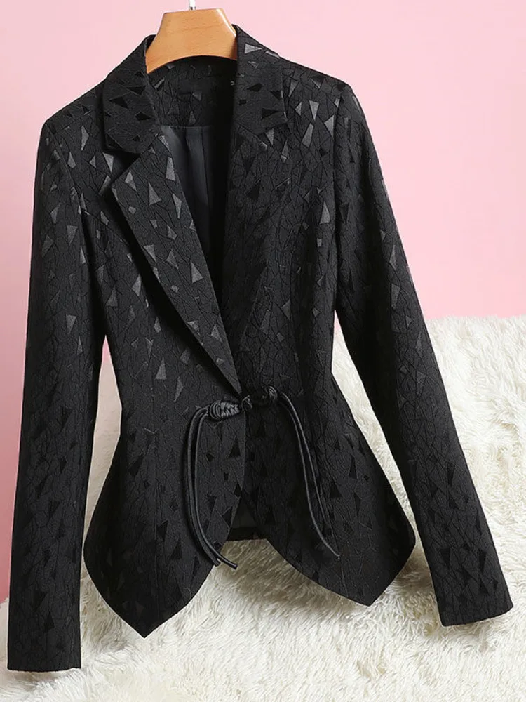 Blazer elegante de manga larga para mujer, ropa clásica elegante, cuello vuelto que combina con todo, ropa informal, novedad