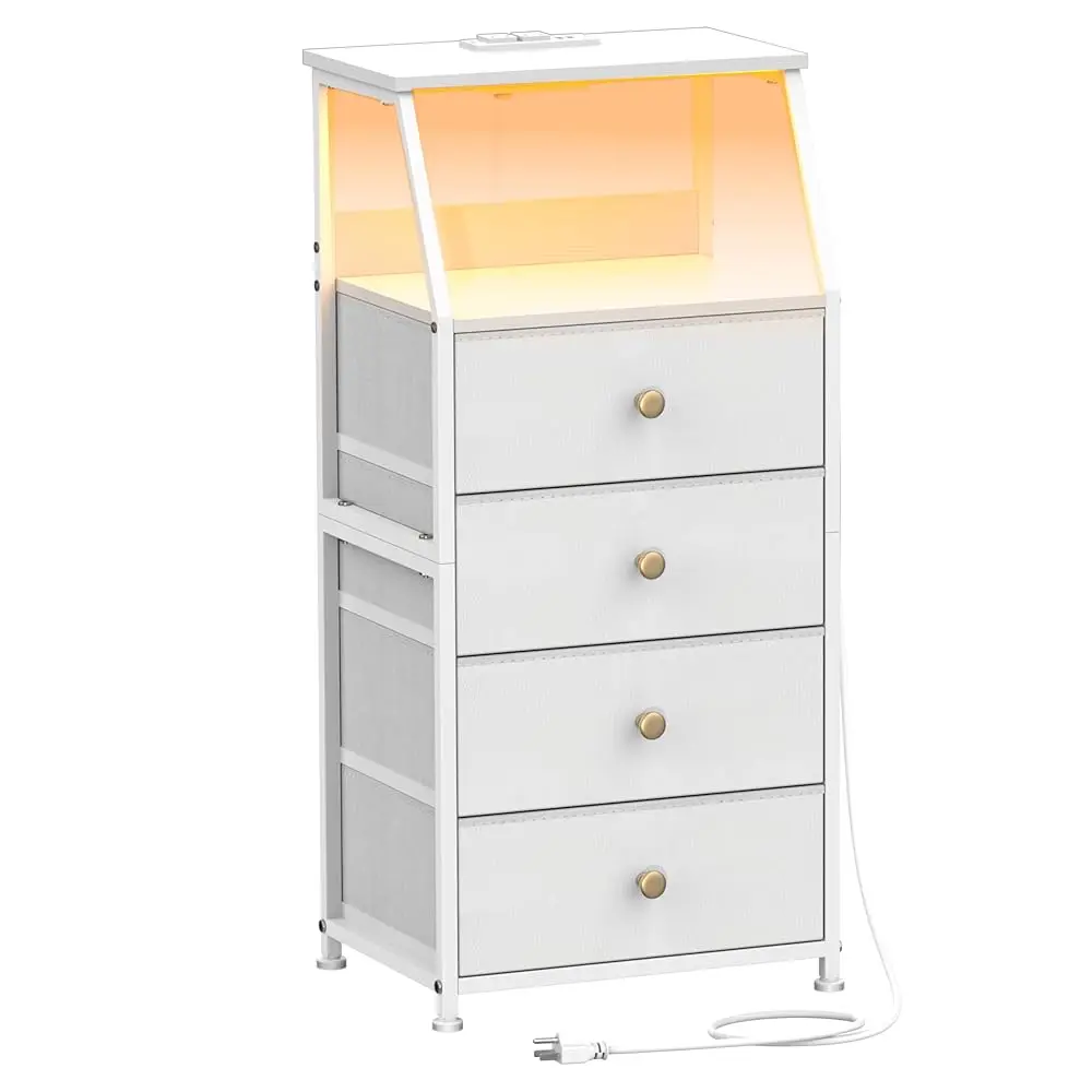

Dresser With Fabric Drawers Nightstand With 2 Tier Shelf Storage Tower For Bedroom Hallway Entryway Closet Organizer Sofa