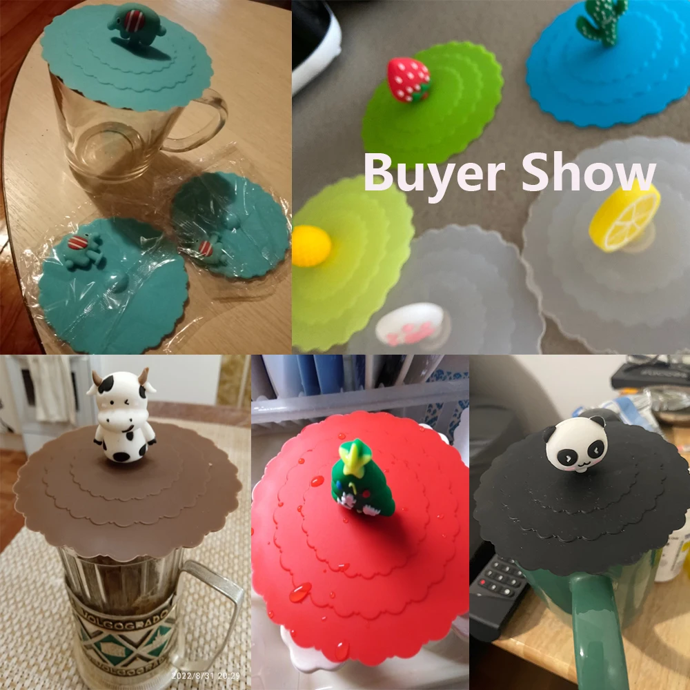 24 Colors 10cm Reusable Silicone Cup Cover Cute Seal Suction Cup Cover Dustproof Leakproof Tea Coffee Lids Cap Cup Accessories
