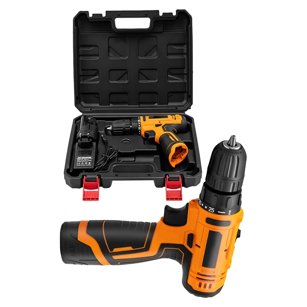 12V Cordless Electric Drill Screwdriver Household Multi-function 2 Speed Impact Drill Wireless Power Tool For Home Industry DIY