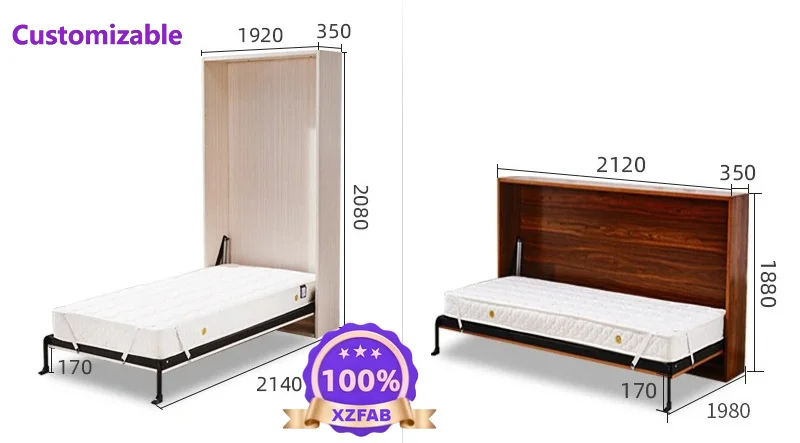 Factory Direct 2026 Invisible bed Hardware accessories Household multi-functional small apartment Front side flap folding bed