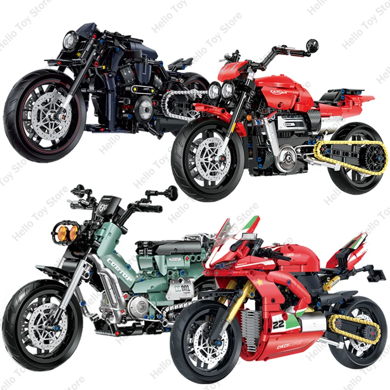 Décennie s de Construction de Moto Toxique B pour Garçon, Briques Rétro, Modèle MOC, Cadeaux de Noël, Nouveauté 1:8