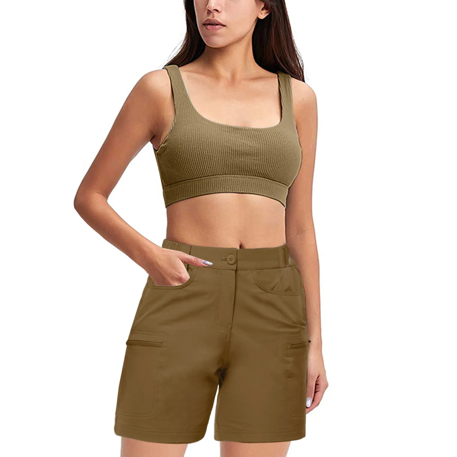 2021 Summer Solid Color Casual Women Cargo Shorts Hot Selling