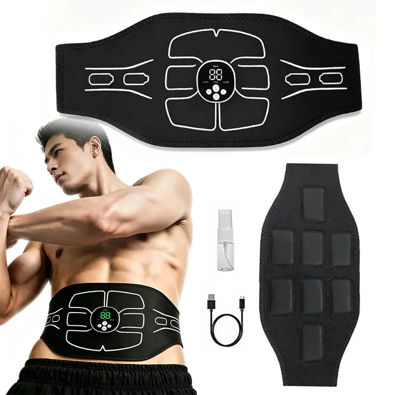 Smart Waist Abdominal Toning Belt Muscle Toner EMS Muscle Stimulator Ab Trainer USB Charge Body Massager Fitness Equipment